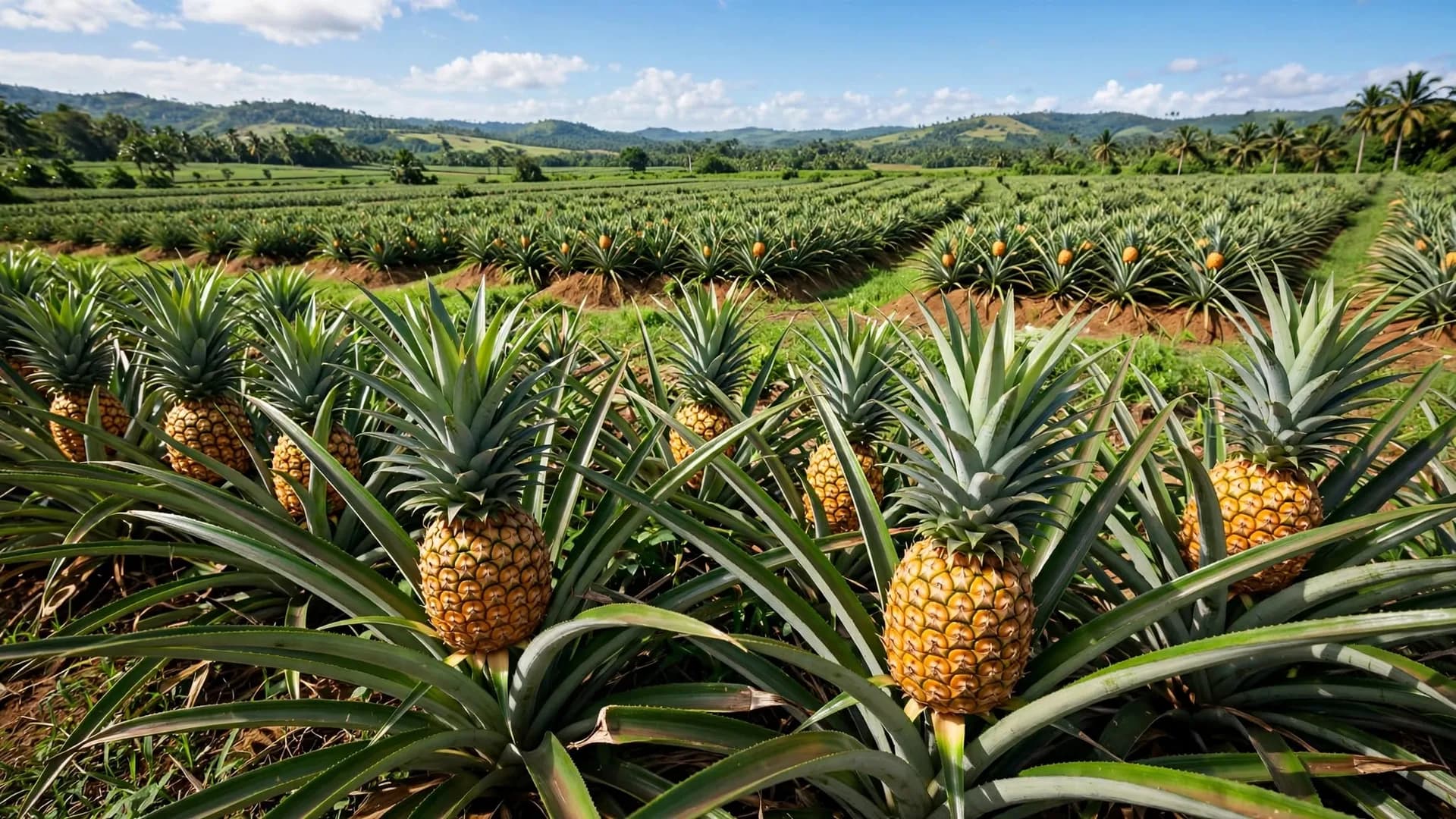 Plantando cultura de abacaxi